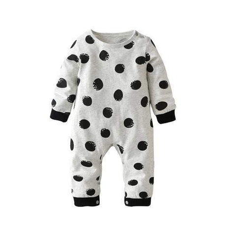 Newborn Long-sleeved PolkaDot Jumpsuit-Unisex-Baby-to-Bump-Life-Dark Grey-3M-Baby-to-Bump-Life